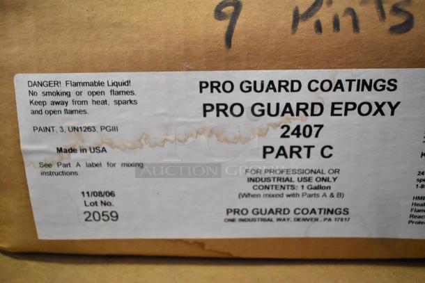 Pro Guard 2407 Part C Epoxy, 1 Gallon, for professional use; labeled "Flammable." Lot No. 2059, made in USA.