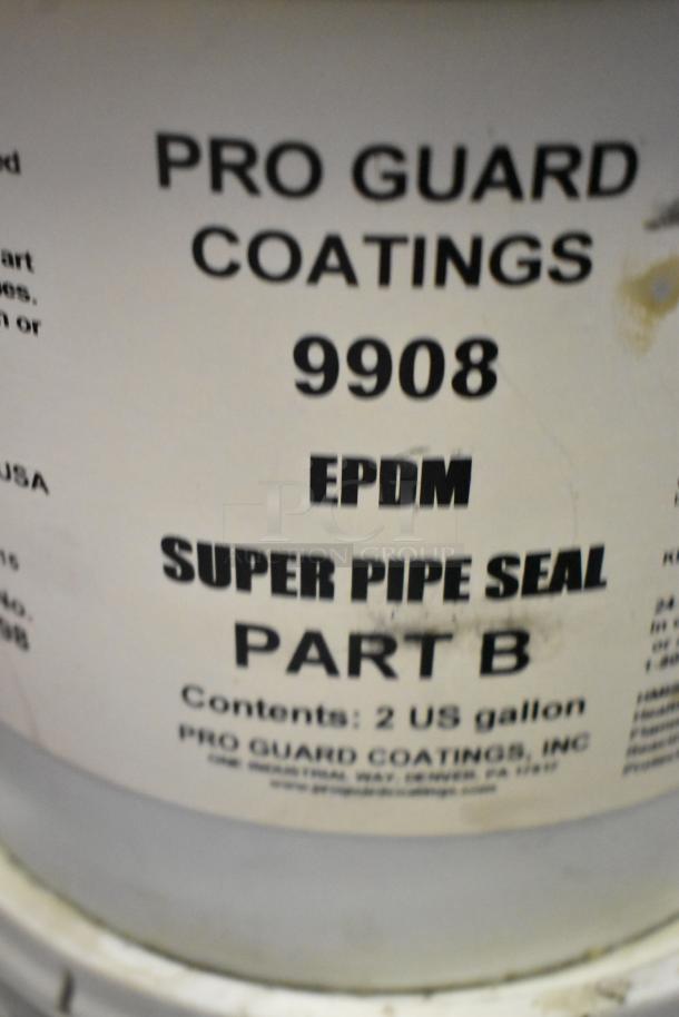 Container of Pro Guard Coatings 9908 EPDM Super Pipe Seal Part B, 2-gallon size, ideal for sealing applications.