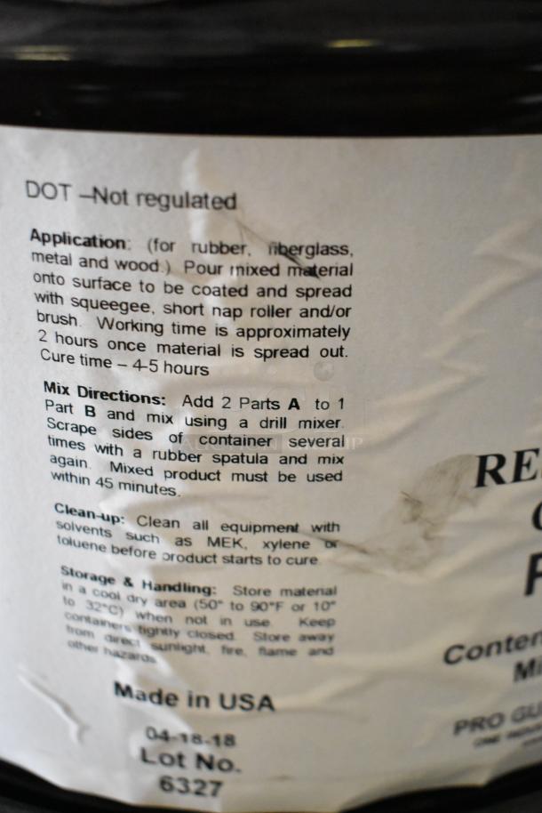 Close-up of Pro Guard Chemicals label showing application instructions for rubber, fiberglass, metal, and wood.