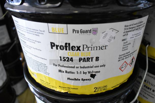 Pro Guard Proflex Primer, Clear Blue 1524 Part B, 2-gallon, flexible epoxy, industrial use, 1:1 mix ratio, label detail.