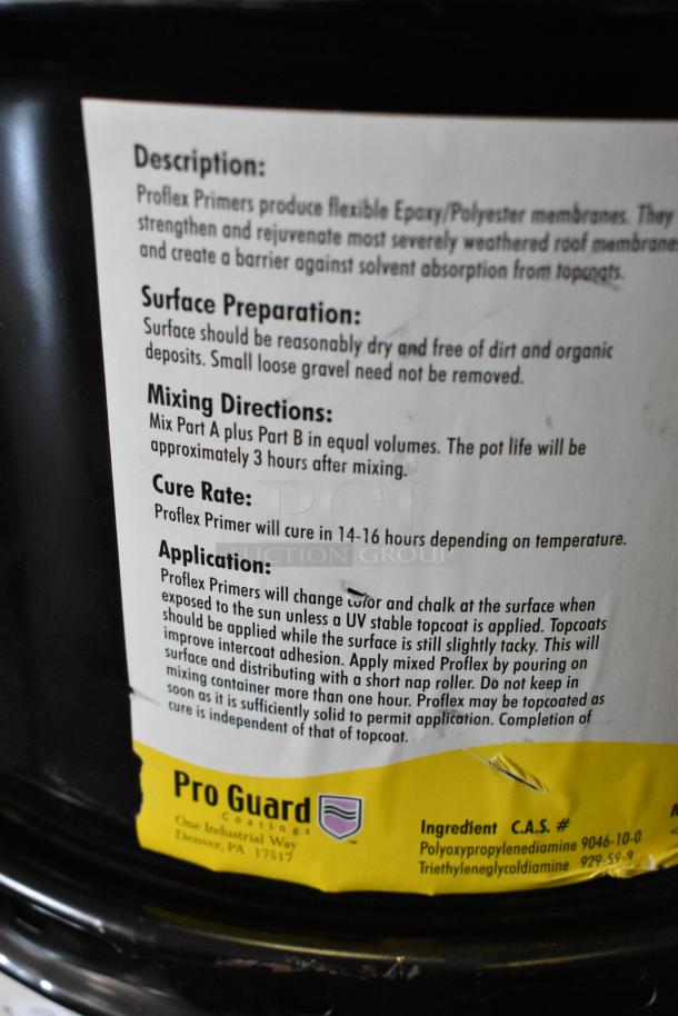 Pro Guard Proflex Primer Part B, 1524 Clear Blue, 2-gallon size. Includes mixing directions, application instructions, and ingredients.
