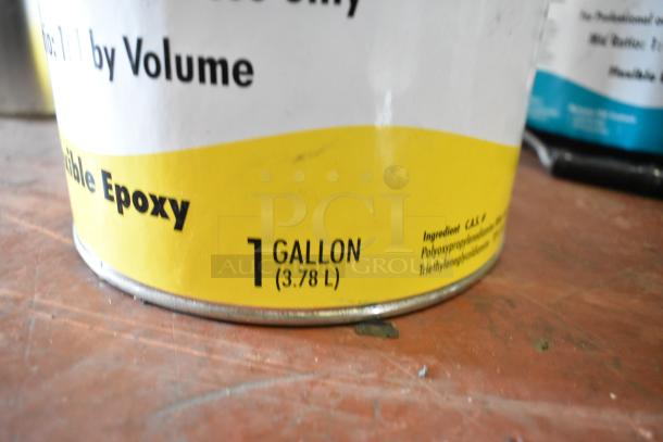 Yellow label on a 1-gallon can of Pro Guard Flexible Epoxy Part A, marked in English, for auction.
