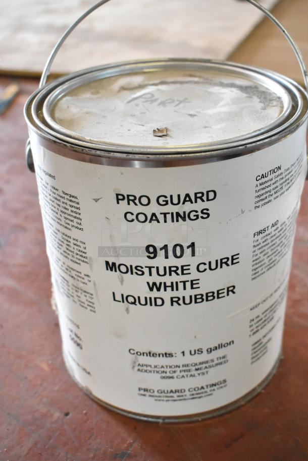 Pro Guard Coatings 9101 Moisture Cure White Liquid Rubber, 1 US gallon. Used for sealing and priming surfaces.