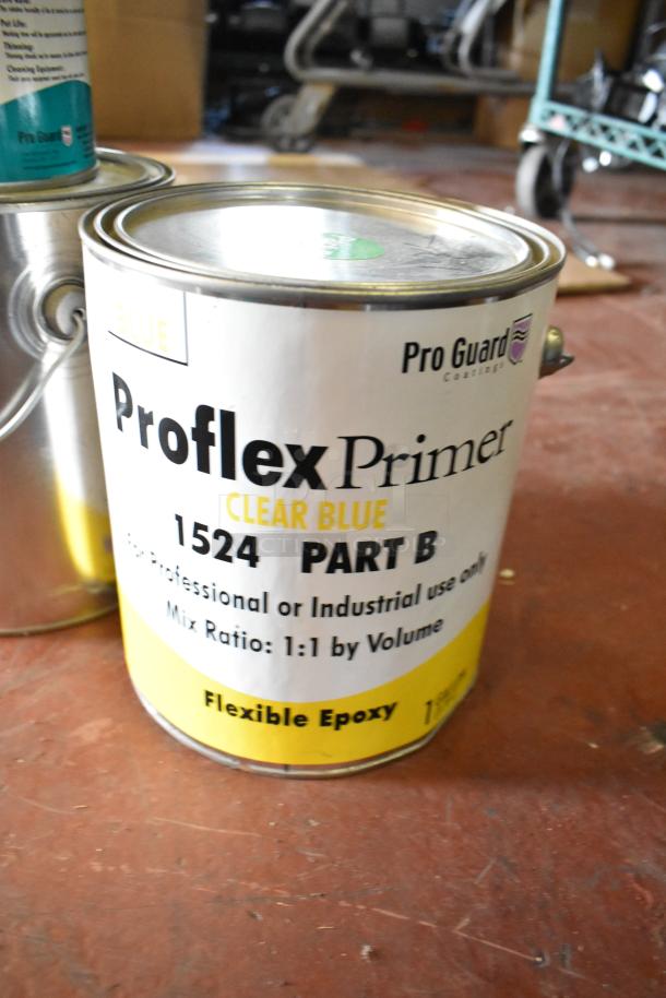 Pro Guard Proflex Primer 1524 Part B Clear Blue Flexible Epoxy can, 1:1 mix ratio, industrial use, visible label details.