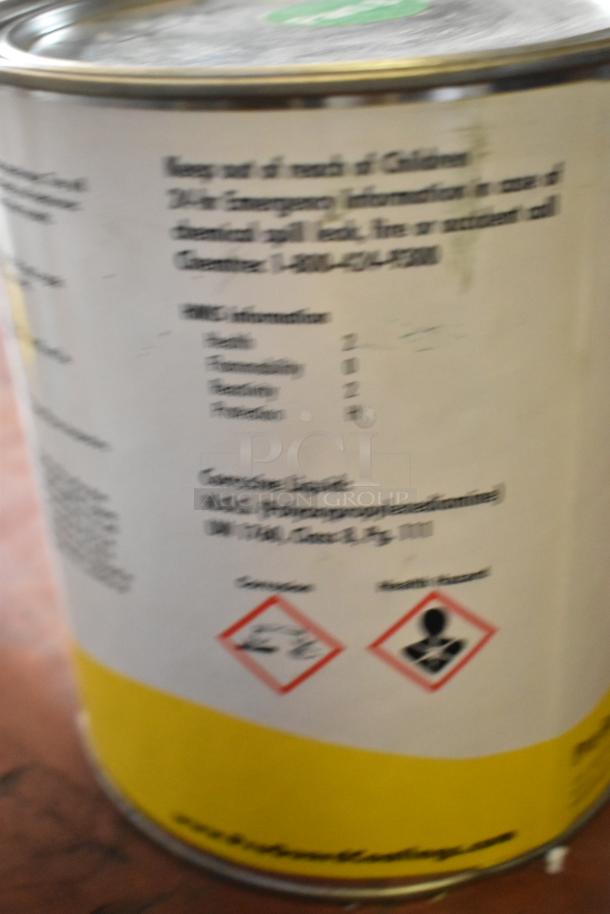 18 Pro Guard Chemicals cans with labels including white flexible epoxy, EPDM pipe seal, liquid rubber.