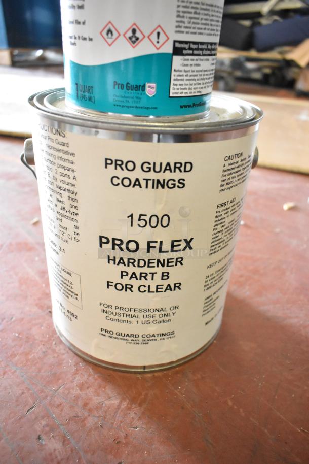 Pro Guard Coatings 1500 Pro Flex Hardener Part B for Clear, industrial use, 1-gallon can with label details.