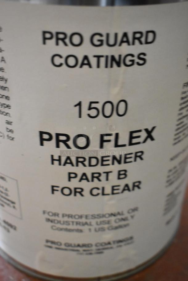 Container of Pro Guard Coatings 1500 Pro Flex Hardener Part B for clear. Industrial use, 1 US gallon.