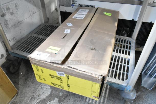 Box of 4 new 1951204-0003 metal legs for convection oven, unopened. Box shows transfer and shipping labels.