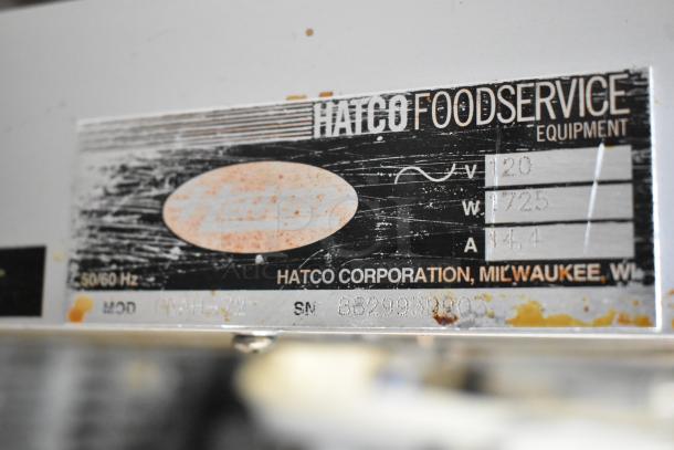 2 Hatco GRAH-72 metal heat strip warmers, 120 volts, 1 phase, label shows model and serial number, used condition.