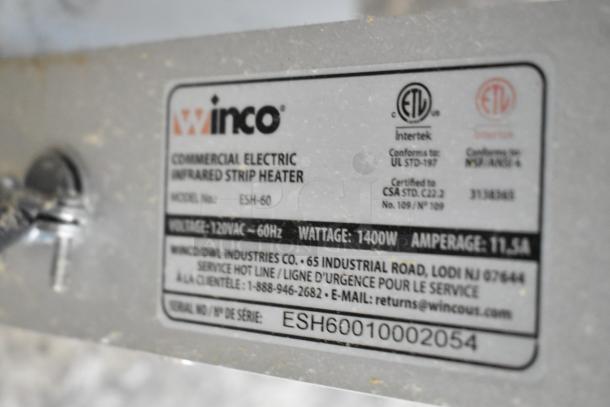 Winco ESH-60 heat strip warmer label; 120V, 1400W, 11.5A. UL and CSA certified. Model: ESH-60, Serial: ESH60010002054.