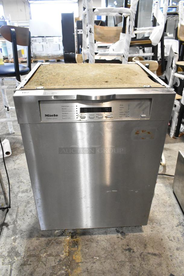 Miele G2432SCU undercounter dishwasher, stainless steel, minor wear, 115V, 1 phase, front control panel visible.