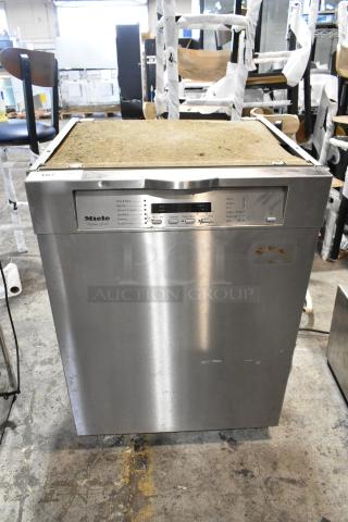 Miele G2432SCU undercounter dishwasher, stainless steel, minor wear, 115V, 1 phase, front control panel visible.