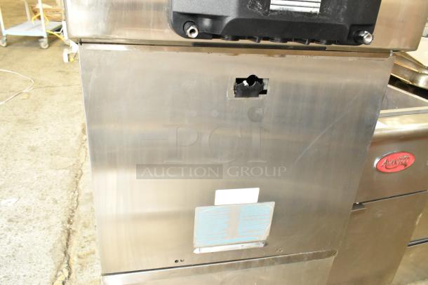 Taylor stainless steel 2-flavor soft serve ice cream machine, floor model, commercial casters, 208-230V, 1 phase.