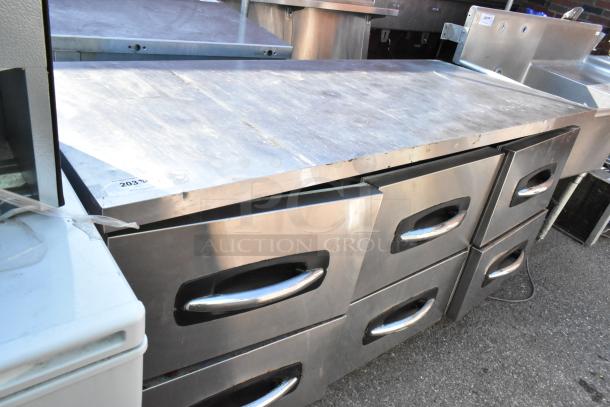 Norlake UR72 commercial 6-drawer undercounter cooler in stainless steel on casters, 115 volts, 1 phase, shown with minor wear.