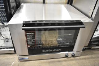 Brand new Moffat Turbofan E27M2 stainless steel convection oven. Full size, countertop model, 220/240V, with control knobs.