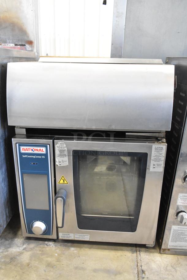 2018 Rational SCCXS62/3E SelfCookingCenter XS combi convection oven with Rational 60.74.406 ventless hood, stainless steel.