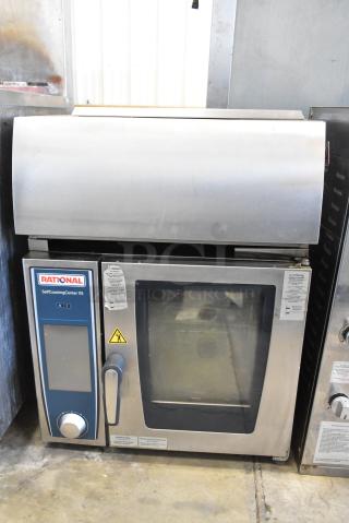 2018 Rational SCCXS62/3E SelfCookingCenter XS combi convection oven with Rational 60.74.406 ventless hood, stainless steel.