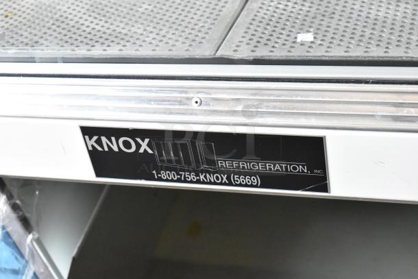 Knox Metal Open Grab N Go Merchandiser, 115V, 1 Phase, commercial floor style, visible Knox branding and contact info.