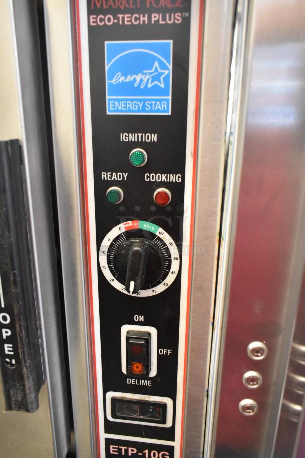 Market Forge ETP-10G Eco-tech Plus steam cabinet controls, featuring ignition, ready, cooking indicators, and Energy Star label.