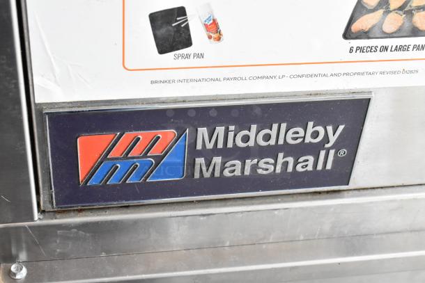 Middleby Marshall DZ33T logo on stainless steel commercial conveyor pizza oven, 208V, 3/1 phase, on casters.