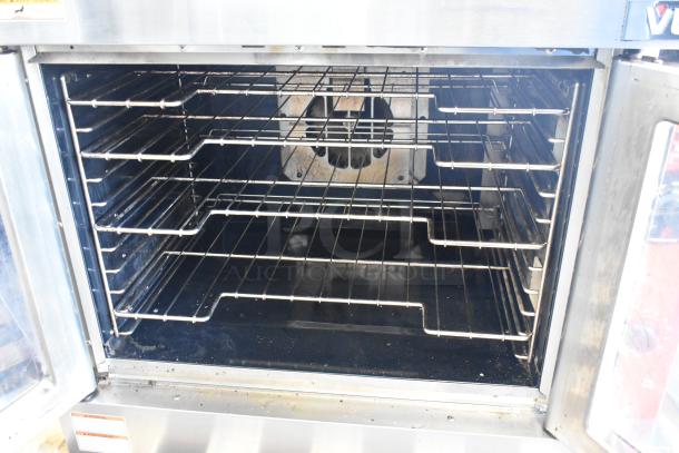 Vulcan VC4GD-21D150K commercial convection oven, stainless steel, view doors, metal racks, thermostatic controls, clean condition.