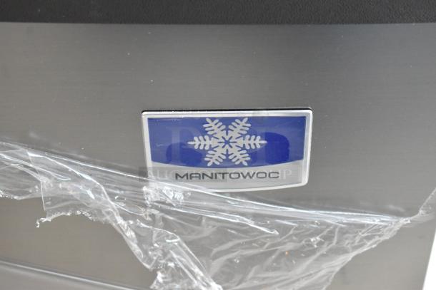 BRAND NEW SCRATCH AND DENT! 2024 Manitowoc UYF0190A-161B stainless steel ice machine, 90 lb. bin, logo visible.