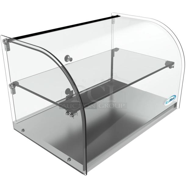 Brand new KoolMore DC-2C bakery display case, 1.5 cu. ft., curved glass, rear door, scratch and dent condition.