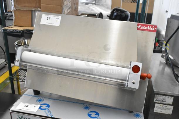 BRAND NEW Estella 348EDS18S stainless steel 18" countertop dough sheeter. Features scratch and dent; 120V, 1 phase.