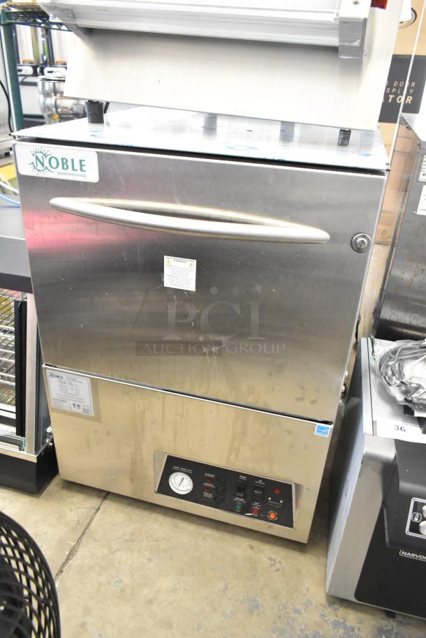 Brand new 2025 Noble Wareforce UL-30 stainless steel undercounter dishwasher, 115V, 1 phase, with visible scratches.