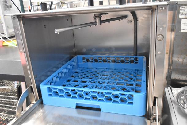 Brand new Noble Wareforce UL-30 stainless steel undercounter dishwasher, 2025, low temp, 115V, with blue rack.