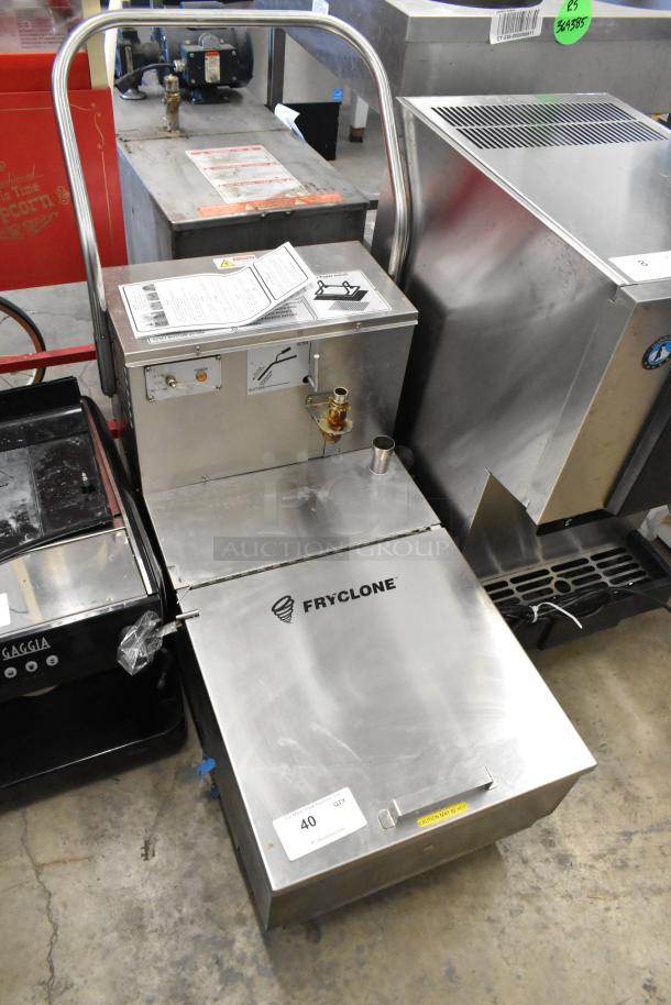 BRAND NEW Scratch and Dent Fryclone 115 lb. low-profile fryer oil filter machine. Stainless steel, 2-way pump. 120V.