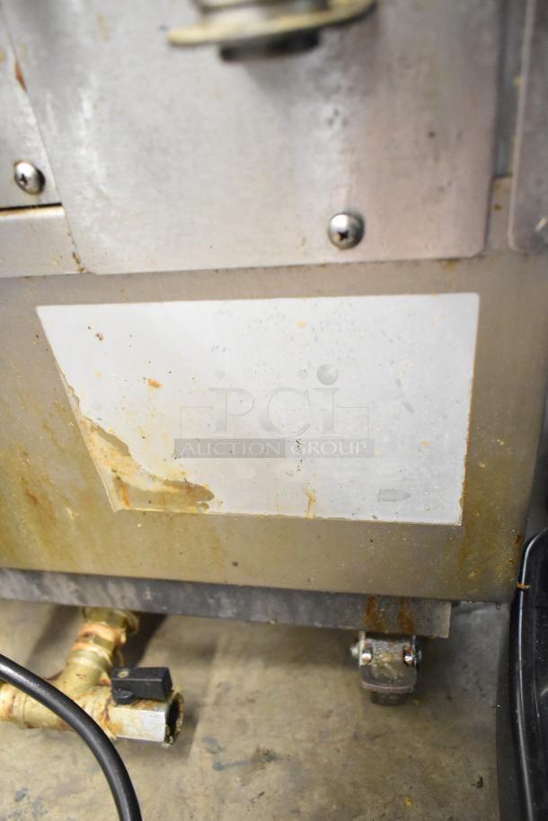 Fryclone stainless steel portable fryer oil filter machine, 115 lb. capacity, scratch and dent condition, visible rust.