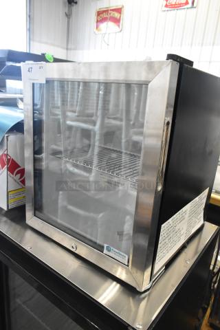 BRAND NEW SCRATCH AND DENT! Excellence EMM-2HC Black Countertop Display Refrigerator with Swing Door - 1.8 cu. ft. 115 Volts, 1 Phase. - Item #1209141