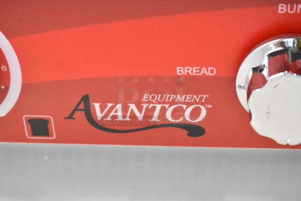 BRAND NEW Avantco 184T140 stainless steel conveyor toaster, 10" wide, 3" opening, 300 slices/hr, 120V, 1 phase, logo visible.