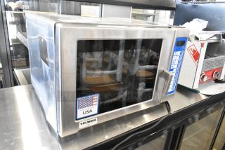 BRAND NEW SCRATCH AND DENT Solwave SWA21T commercial microwave, stainless steel, push button controls, USA made.