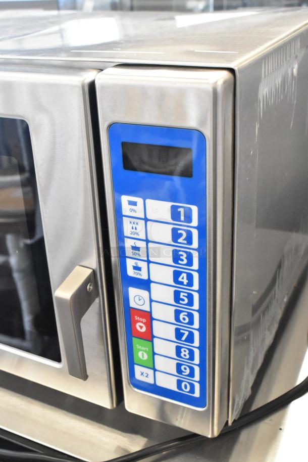 Solwave SWA21T stainless steel commercial microwave, new, scratch and dent condition, push button controls, 208/240 volts.