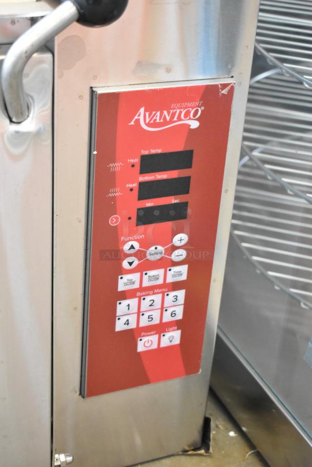 Avantco 177DPO18DSM stainless steel double deck oven with digital controls; new condition with minor scratches.