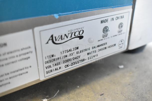 Brand new Avantco 177SAL23M 23" Electric Salamander. Stainless steel, scratch and dent condition, 208/240V, 1 Phase.