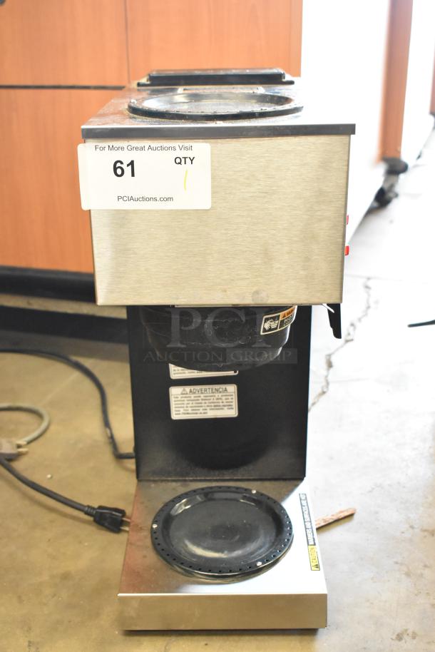 2023 Bunn VPR stainless steel coffee machine, dual burner, 120 volts, 1 phase, commercial countertop model.