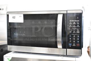 Hamilton Beach HB4302797514-01 countertop microwave oven with digital control panel and stainless steel finish. 120 Volts, 1 Phase.