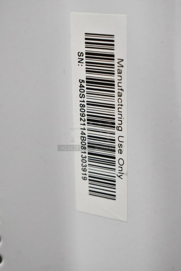 Hamilton Beach HB8436193153-02 Microwave. Manufacturing label with serial number 540S18092114B081303919 visible.