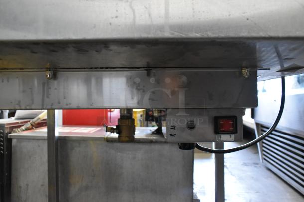 2023 Belshaw H&I-4 stainless steel glazing station, commercial casters, 208-240V, 1 Phase. Visible controls and connections.