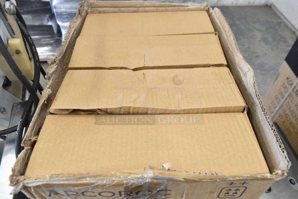 Box of 24 Arcoroc Etched Coupe Cocktail Glasses, 6 oz, by Chris Adams for Arc Cardinal. Brand new, slight box damage.