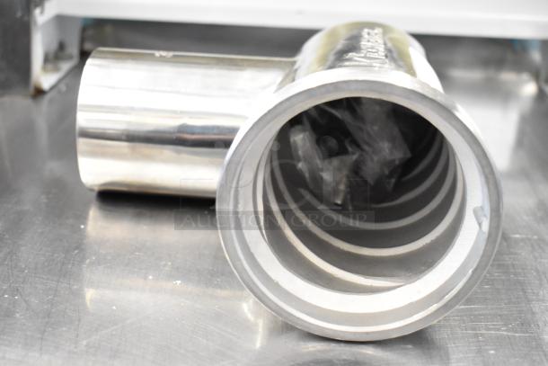 BRAND NEW Kitchener 32 stainless steel meat grinder attachment, scratch and dent. Sturdy construction, sleek finish.