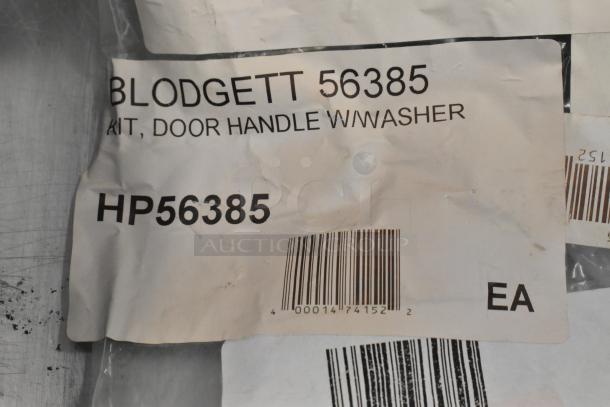 Blodgett 56385 door handle kit packaging with barcode and label stating "Door Handle w/Washer." New condition.