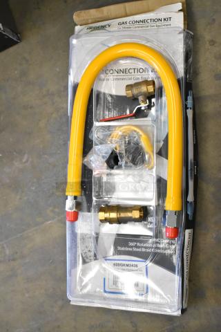 Regency 36" mobile gas connector hose kit with elbows, valve, restraining device, quick disconnect. 3/4" 600GKM3436.