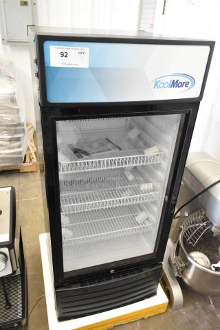 BRAND NEW SCRATCH AND DENT! KoolMore KM-MDR-1D-6C Metal Commercial Single Door Reach In Cooler Merchandiser w/ Poly Coated Racks. 115 Volts, 1 Phase. - Item #1209186