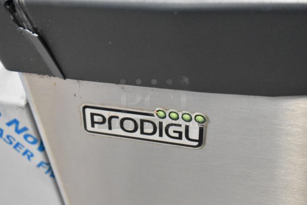 Scotsman Prodigy CU1526SA-1A stainless steel commercial ice machine, undercounter, 115V, 1 phase, visible Prodigy logo.
