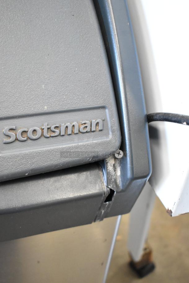 Scotsman Prodigy CU1526SA-1A ice machine; stainless steel, undercounter, 115V, self-contained, visible wear.