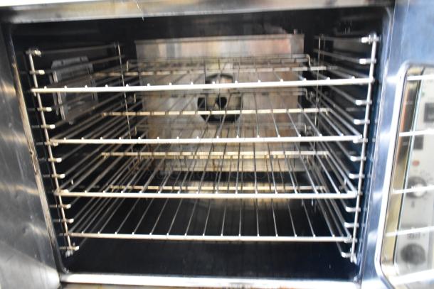 Garland Master 200 MCO-GS-10S stainless steel convection oven with racks, thermostatic controls, and view-through doors, 60,000 BTU.